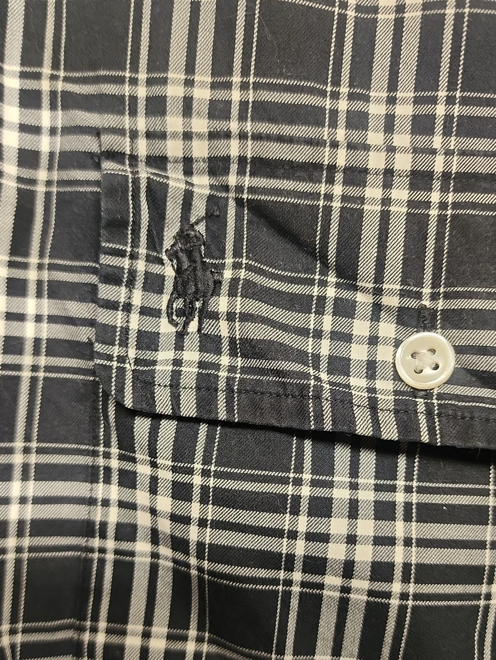 Polo by Ralph Lauren Classic Fit Men’s Navy and White Plaid Button-Down Shirt